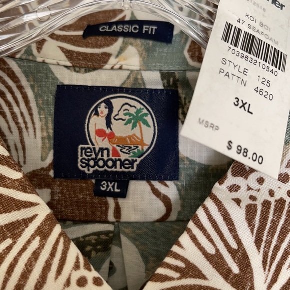 REYN SPOONER Green and Brown Floral Button Down HAWAIIAN SHIRT NEVER WORN 3X - Picture 11 of 11